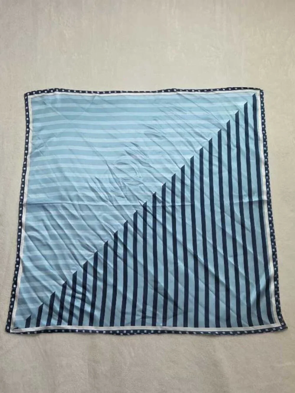 New Anthropologie blue two-tone diagonal stripe scarf